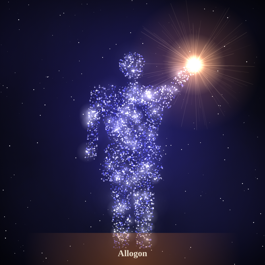 Allogon, a figure of stardust holding one star